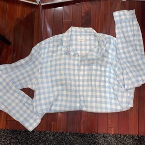 Club Monaco blue button down linen shirt